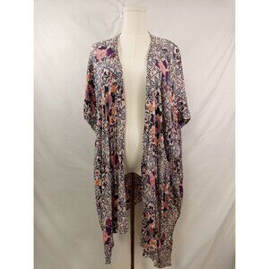 Xhilaration Women's Boho Floral Open-Front Kimono Cardigan Sweater Size M/L
